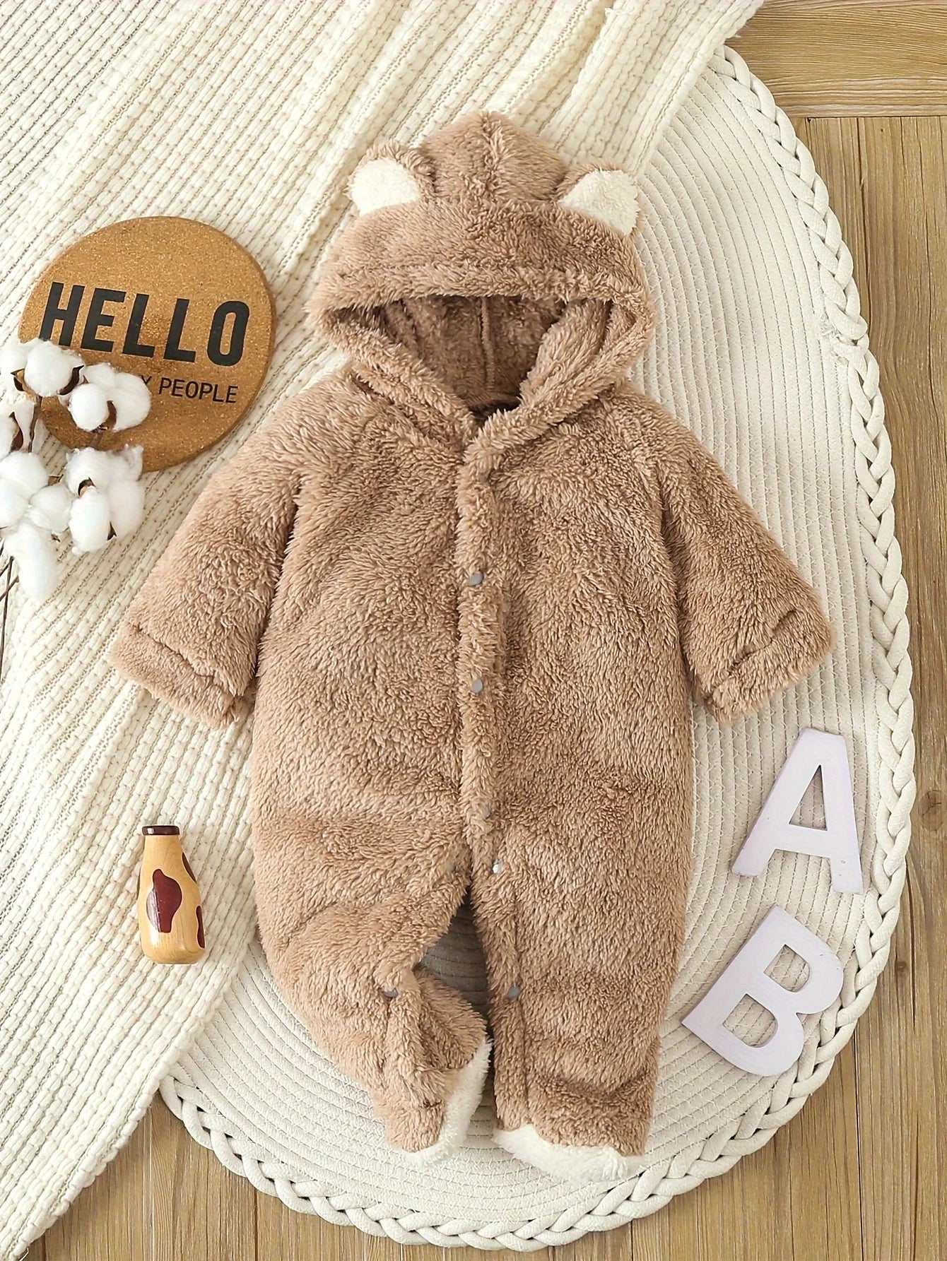 Pyjama Polaire à Capuche, Motif Animal, 0-12 Mois