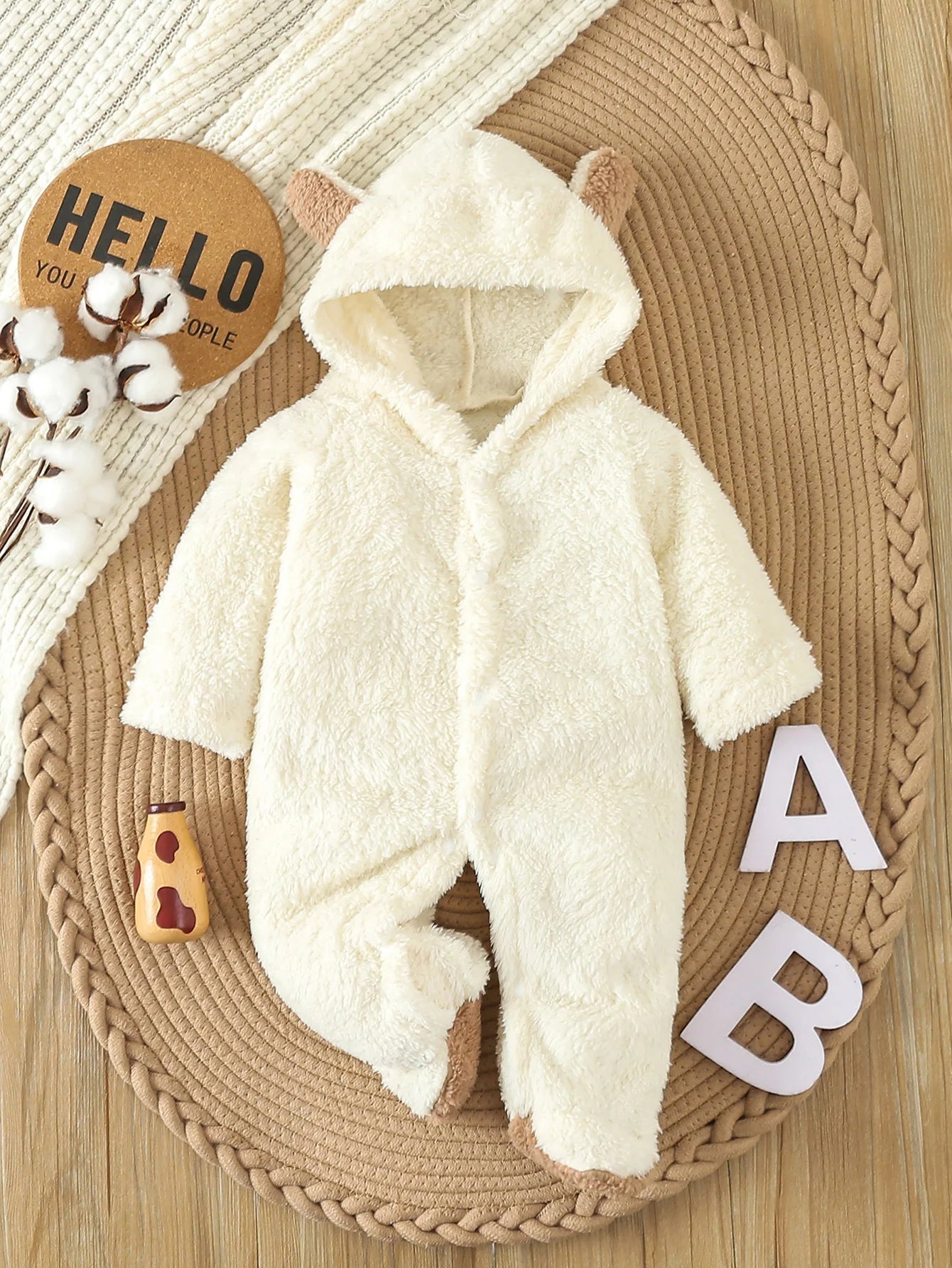 Pyjama Polaire à Capuche, Motif Animal, 0-12 Mois