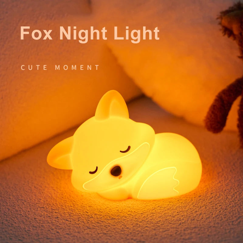Fox Night Light, Silicone Lamp, USB Charging, Artistic Decorative Items, Birthday Gift for Friend, Travel, Emergency Light, Timi