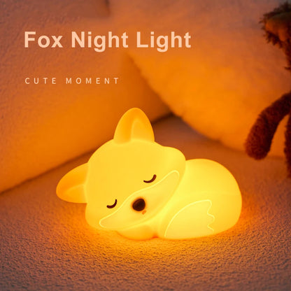 Fox Night Light, Silicone Lamp, USB Charging, Artistic Decorative Items, Birthday Gift for Friend, Travel, Emergency Light, Timi