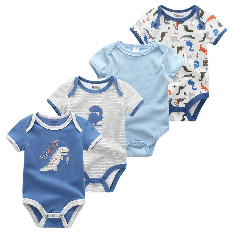 Lot 4 Bodies Bébé Coton Manches Courtes