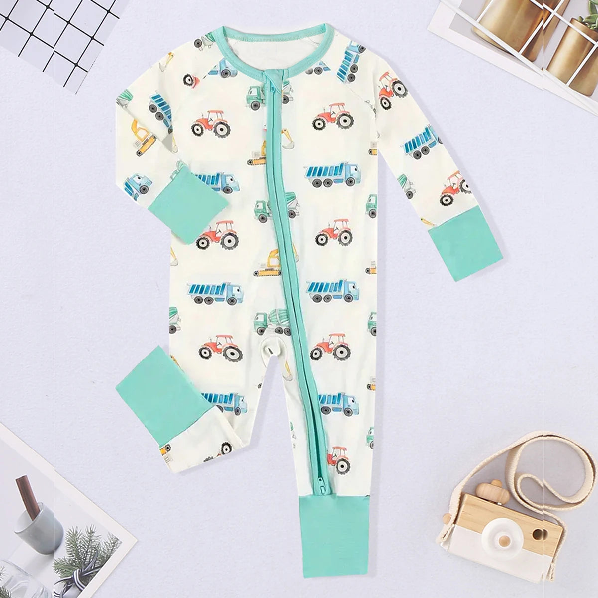 Combinaison Bébé Hiver – Motif Ours, Manches Longues, 1-18 Mois