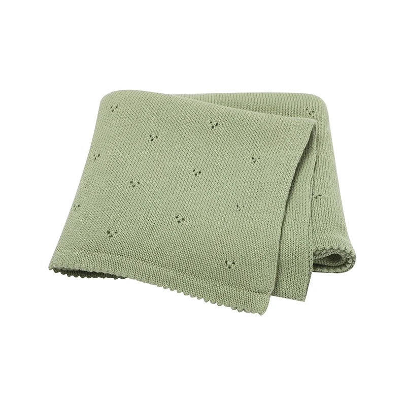 Couverture Bébé Douce en Coton Tricoté – Plaid Multifonction 90x70cm