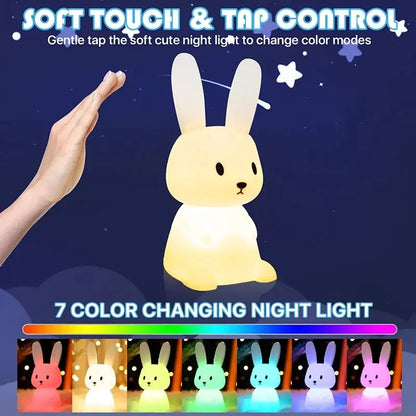 LED Night Light Silicone Rabbit Touch Sensor Lamp Cute Animal Light Bedroom Decor Gift For Kid Baby Child Table Lamp Home Decor