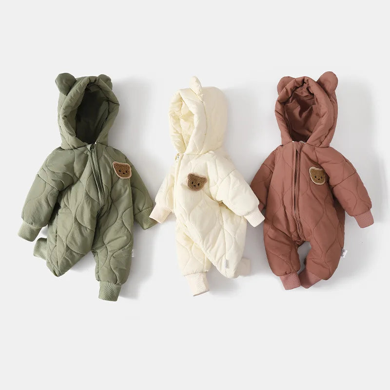 Combinaison Bébé Hiver – Doublure Chaude, Motif Ours, Mixte 0-12 Mois