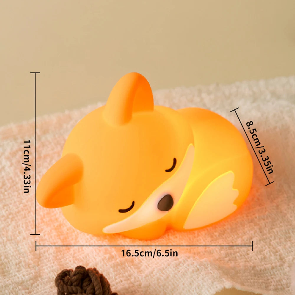 Fox Night Light, Silicone Lamp, USB Charging, Artistic Decorative Items, Birthday Gift for Friend, Travel, Emergency Light, Timi