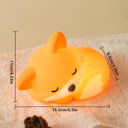 Fox Night Light, Silicone Lamp, USB Charging, Artistic Decorative Items, Birthday Gift for Friend, Travel, Emergency Light, Timi