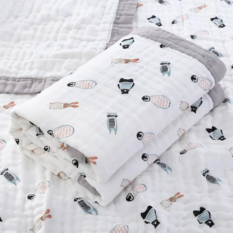 Lange Bébé 6 Couches Coton 100% – Couverture Emmaillotage & Serviette de Bain 110x110cm