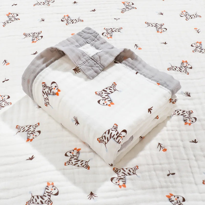 Lange Bébé 6 Couches Coton 100% – Couverture Emmaillotage & Serviette de Bain 110x110cm