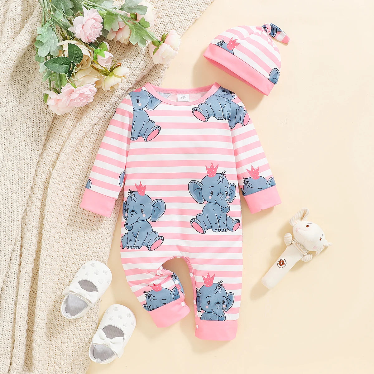 Combinaison Bébé Hiver – Motif Ours, Manches Longues, 1-18 Mois
