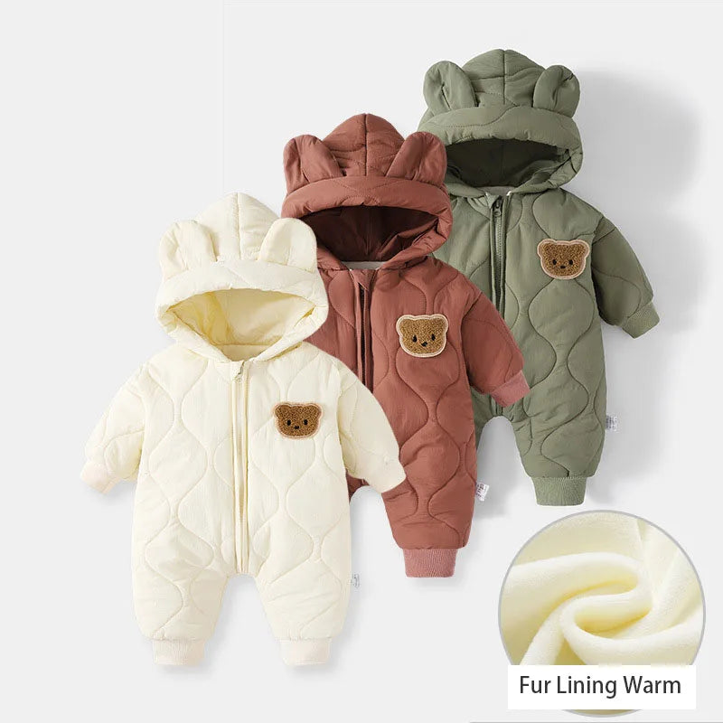 Combinaison Bébé Hiver – Doublure Chaude, Motif Ours, Mixte 0-12 Mois