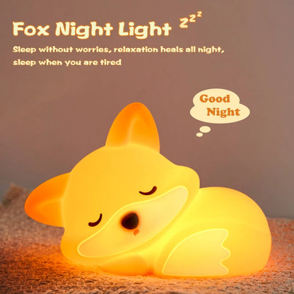 Fox Night Light, Silicone Lamp, USB Charging, Artistic Decorative Items, Birthday Gift for Friend, Travel, Emergency Light, Timi