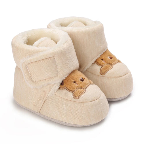 Bottines Bébé Hiver – Douces & Chaudes, Motif Cartoon, 0-18 Mois