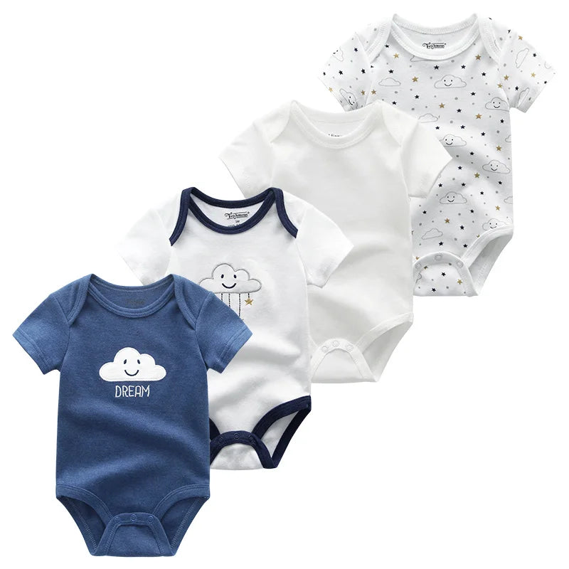 Lot 4 Bodies Bébé Coton Manches Courtes