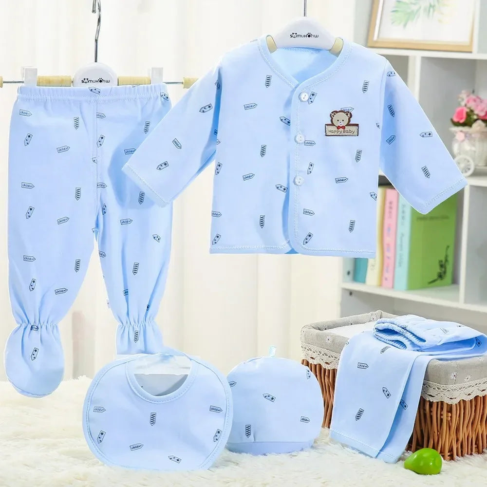 Coffret 5 Pièces Bébé – Coton Pur, Motif Hérisson, Nouveau-Né 0-3 Mois