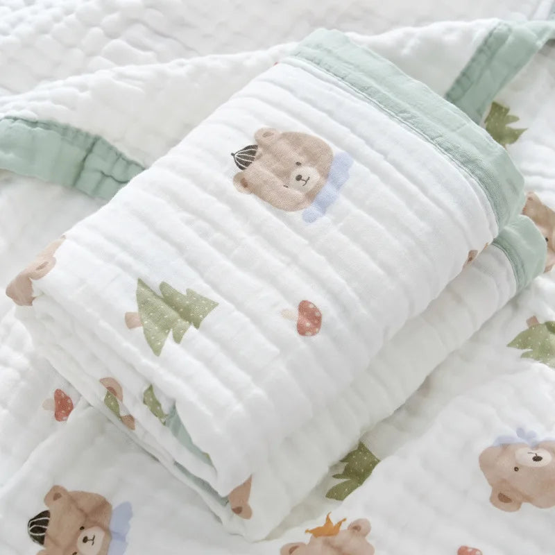 Lange Bébé 6 Couches Coton 100% – Couverture Emmaillotage & Serviette de Bain 110x110cm