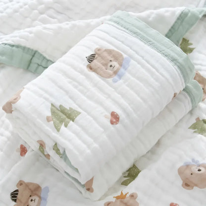 Lange Bébé 6 Couches Coton 100% – Couverture Emmaillotage & Serviette de Bain 110x110cm