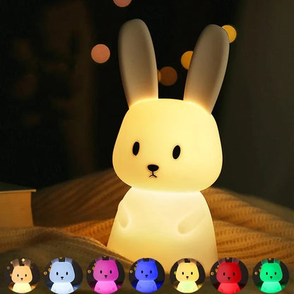LED Night Light Silicone Rabbit Touch Sensor Lamp Cute Animal Light Bedroom Decor Gift For Kid Baby Child Table Lamp Home Decor