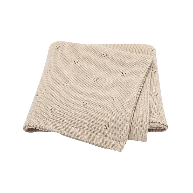 Couverture Bébé Douce en Coton Tricoté – Plaid Multifonction 90x70cm