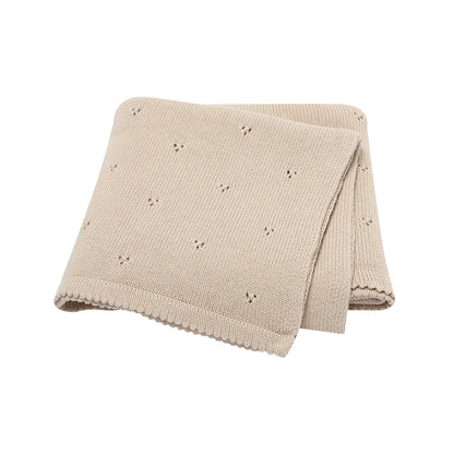 Couverture Bébé Douce en Coton Tricoté – Plaid Multifonction 90x70cm