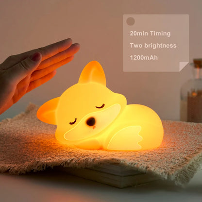 Fox Night Light, Silicone Lamp, USB Charging, Artistic Decorative Items, Birthday Gift for Friend, Travel, Emergency Light, Timi