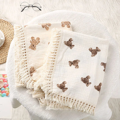 Couverture Bébé Mousseline Coton Motif Ours
