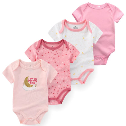 Lot 4 Bodies Bébé Coton Manches Courtes