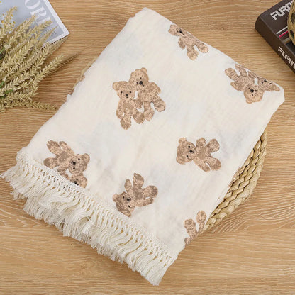 Couverture Bébé Mousseline Coton Motif Ours
