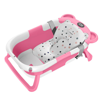 Baignoire Bébé Pliable avec Thermomètre Intégré – Matière Sûre PP TPE, Antidérapante