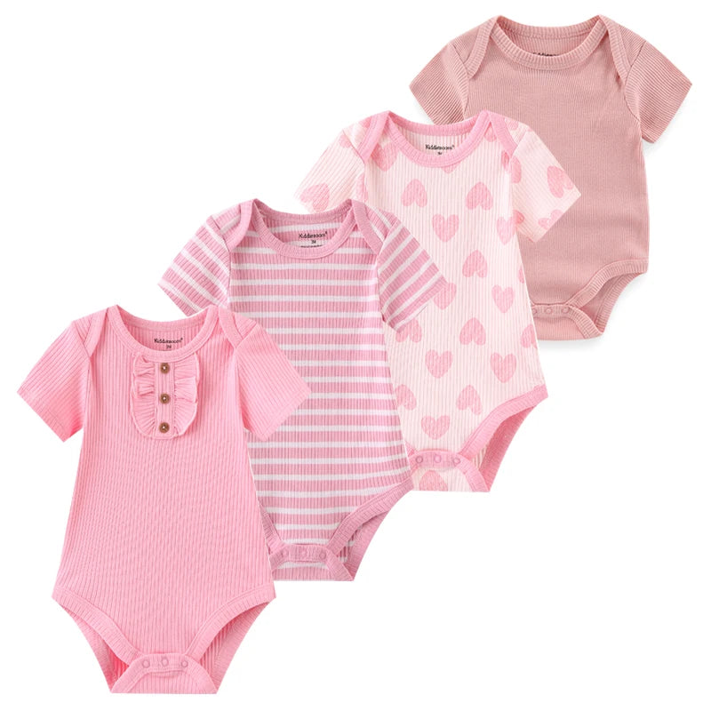 Lot 4 Bodies Bébé Coton Manches Courtes