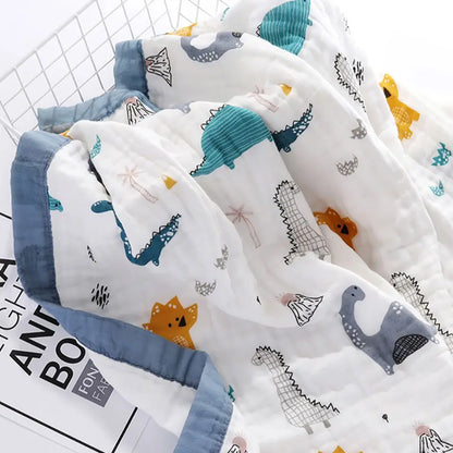 Lange Bébé 6 Couches Coton 100% – Couverture Emmaillotage & Serviette de Bain 110x110cm