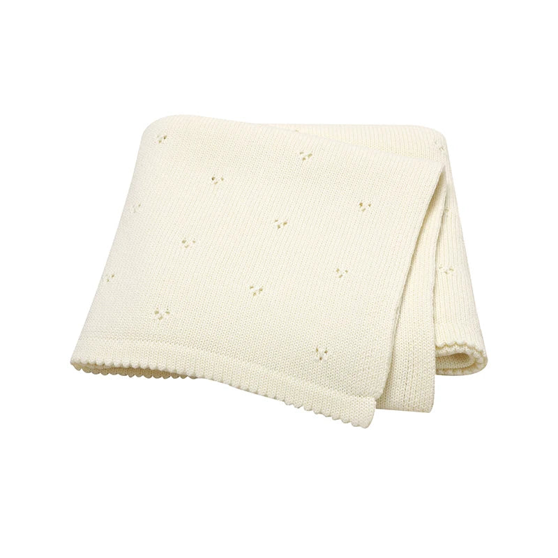 Couverture Bébé Douce en Coton Tricoté – Plaid Multifonction 90x70cm