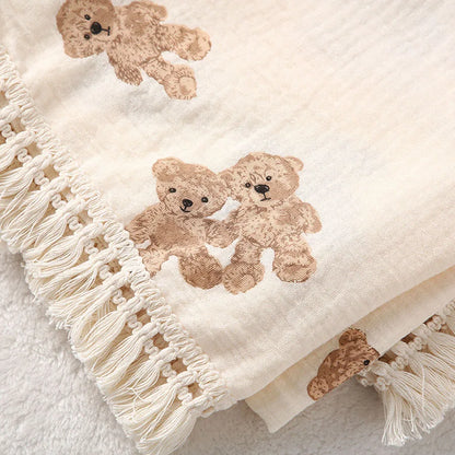 Couverture Bébé Mousseline Coton Motif Ours