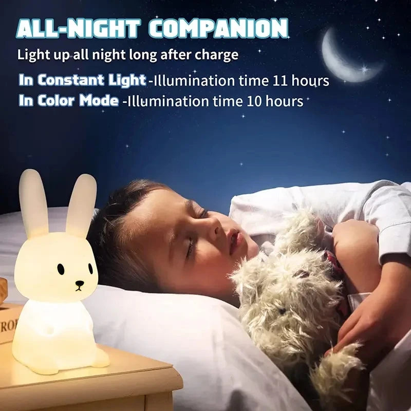 LED Night Light Silicone Rabbit Touch Sensor Lamp Cute Animal Light Bedroom Decor Gift For Kid Baby Child Table Lamp Home Decor