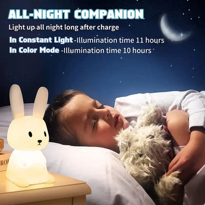 LED Night Light Silicone Rabbit Touch Sensor Lamp Cute Animal Light Bedroom Decor Gift For Kid Baby Child Table Lamp Home Decor
