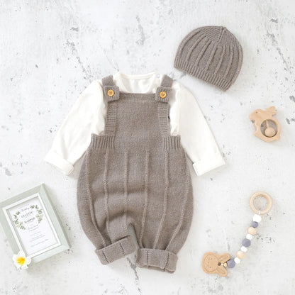 Ensemble & Bonnet Bébé — Combinaison Tricotée Unisexe Naissance