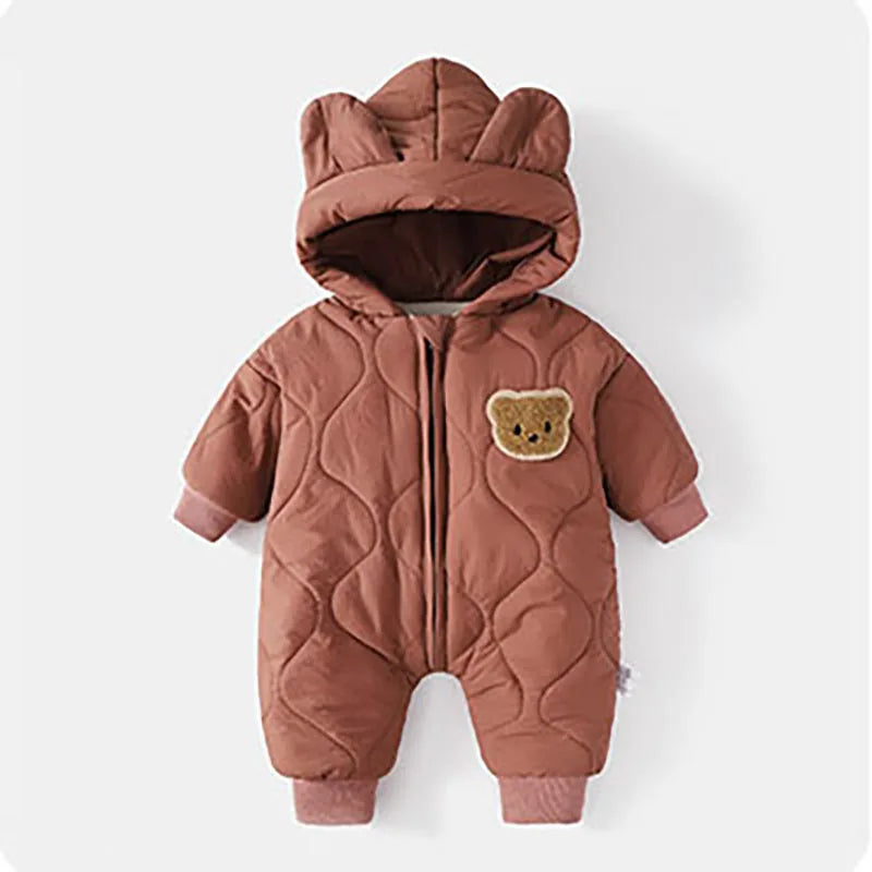 Combinaison Bébé Hiver – Doublure Chaude, Motif Ours, Mixte 0-12 Mois