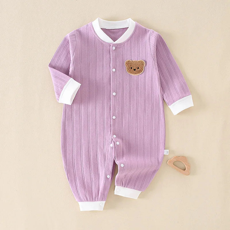 Combinaison Bébé – 100% Coton, avec Bonnet, 0-12 Mois
