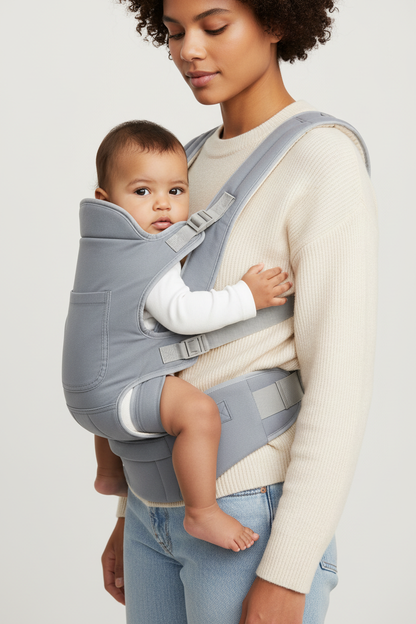 Porte-bébé gris - position côté
