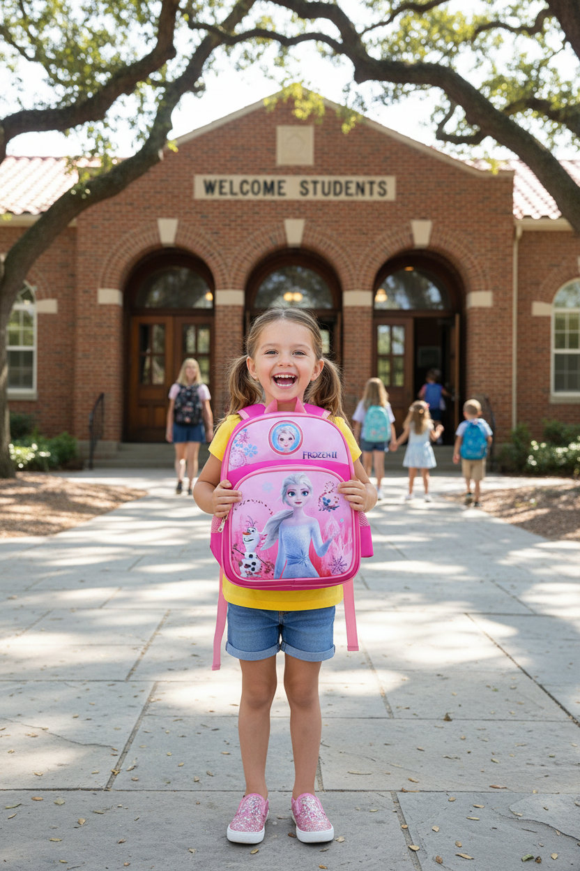 Sac rose Frozen - lifestyle école